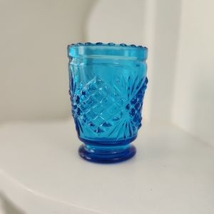 Vintage Indiana Blue Glass Toothpick Holder